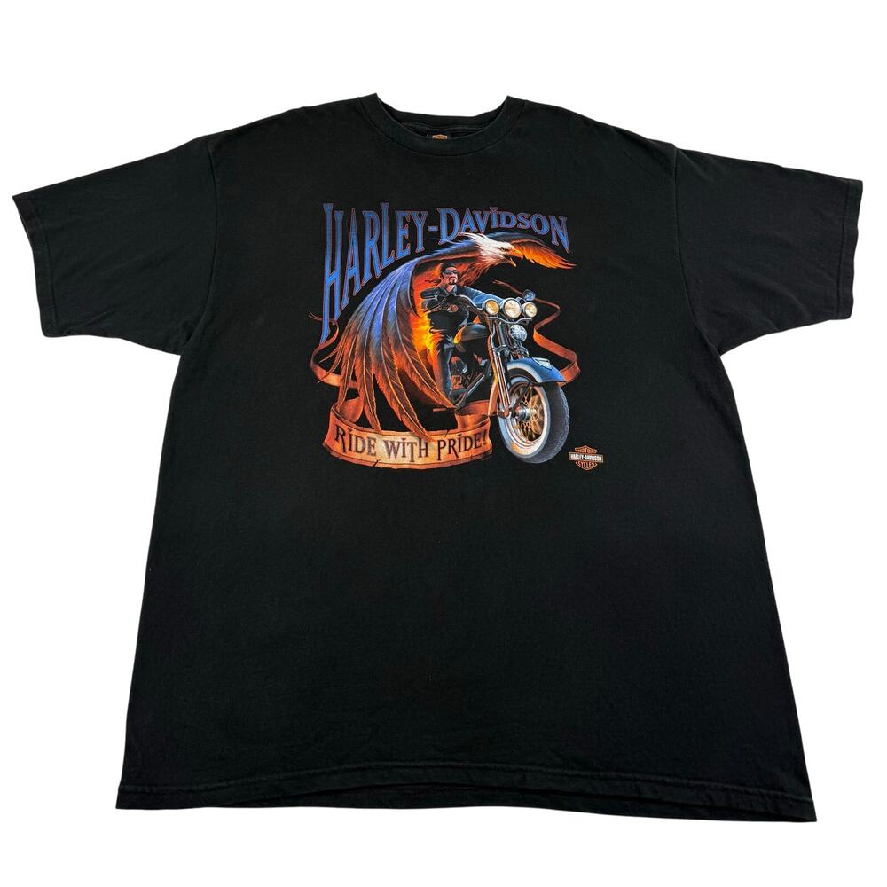 Vintage Harley Davidson Motorcycle Biker Orlando Florida Black Shirt Size 2XL